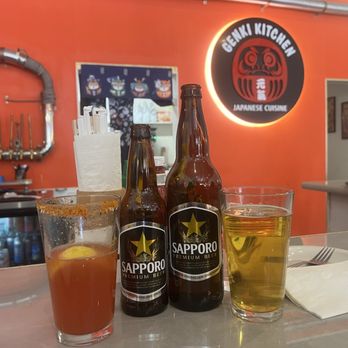 Genki Kitchen - Michelada with Sapporo and a large Sapporo - Japanese Near Me - Sacramento, California Genki Kitchen - Michelada with Sapporo and a large Sapporo - Japanese Near Me - Sacramento, California