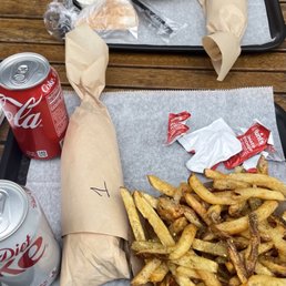 Chicken and Beef Shawarma sandwiches, 1/2 Dozen Mini Falafel Balls and Zaatar Fries Chicken and Beef Shawarma sandwiches, 1/2 Dozen Mini Falafel Balls and Zaatar Fries