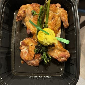 Mia Rosebud - The small brick chicken with three pieces of broccolini. - Italian Near Me - Boca Raton, Florida