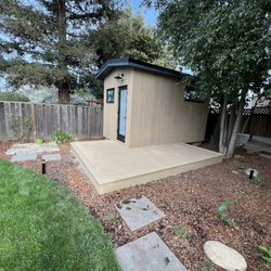 Best Shed Ever - 8' x 14' A Frame Studio Sauna Room w/ TimberTech AZEK Siding, Custom Black Window and Door, & Deck
