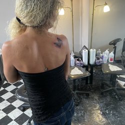 Ink Injection Tattoo - Amy with her butterfly.. her 1st tattoo!!