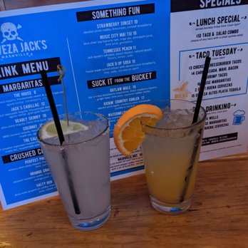 Cerveza Jack's - House margarita left and orange crush on the right. - Bars Near Me - Nashville, Tennessee