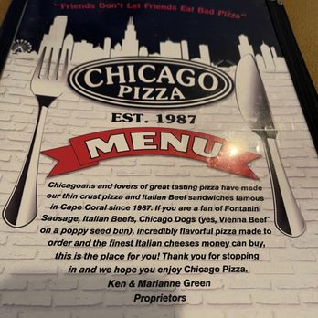 Chicago Pizza - Menu cover - Pizza Near Me - Cape Coral, Florida Chicago Pizza - Menu cover - Pizza Near Me - Cape Coral, Florida