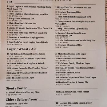 Loyal Legion - Menu May 2026 - Beer Bar Near Me - Vancouver, Washington