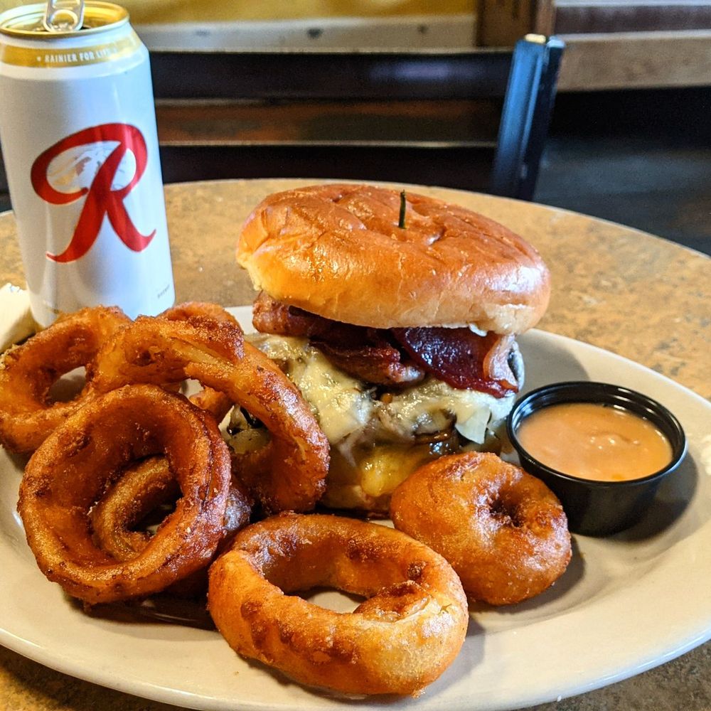 Onion Double Cheeseburger with bacon