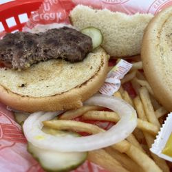 Less than half a patty.         July 2026