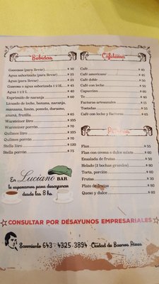 Menu photo 1 Luciano Bar Buenos Aires, C
