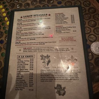 Evangeline Café - Menu 2 - Cajun/Creole Near Me - Austin, Texas Evangeline Café - Menu 2 - Cajun/Creole Near Me - Austin, Texas