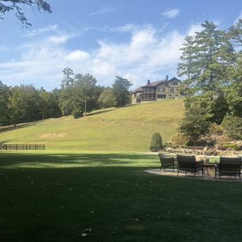 The Falls At Blue Ridge - Side grass area with coi pond - Diners Near Me - Ellijay, Georgia