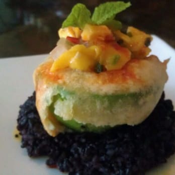 Leaf Vegetarian Restaurant - Avocado tempura n black rice cake - Vegetarian Near Me - Boulder, Colorado Leaf Vegetarian Restaurant - Avocado tempura n black rice cake - Vegetarian Near Me - Boulder, Colorado