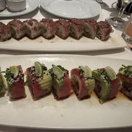 Wagyu beef roll and maguro lime roll Wagyu beef roll and maguro lime roll