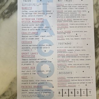 Bandit Tacos & Coffee - Menu - Tacos Near Me - Madison, Wisconsin Bandit Tacos & Coffee - Menu - Tacos Near Me - Madison, Wisconsin