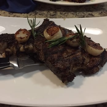Poseidon - Surf and Turf.  Ribeye and scallops - Greek Near Me - Miami Beach, Florida