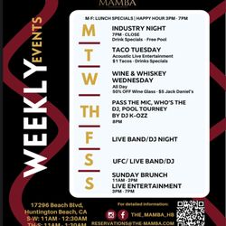 The Mamba Sports Bar & Grill - Weekly Events