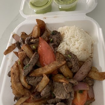 Sol Inka - Lomo saltado with green salsa - Peruvian Near Me - La Mirada, California