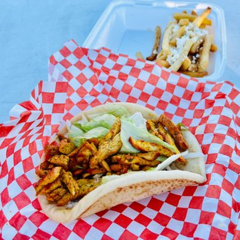 StrEAT Gyro - chicken shawarma with fries and added feta & oil - Food Trucks Near Me StrEAT Gyro - chicken shawarma with fries and added feta & oil - Food Trucks Near Me