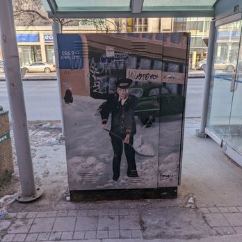 Downtown Winnipeg - Artwork at the bus stop - Local Flavor Near Me