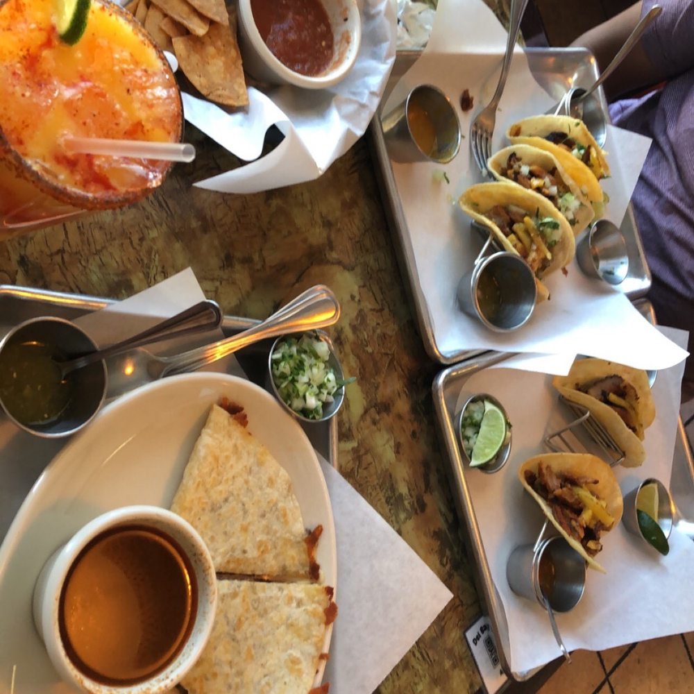 Del Barrio Cafe - Birria quesadilla and mangoneada for me and al pastor tacos and limonada de pepino for my boyfriend - Mexican Near Me - Midvale, Utah
