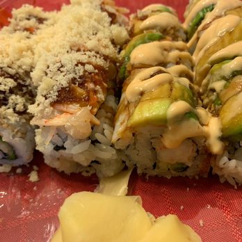 Kai Sushi Bar & Grill - Spicy Shrimp and Spicy Scallop hand rolls with some ginger on the side - Sushi Bars Near Me - Worcester, Massachusetts Kai Sushi Bar & Grill - Spicy Shrimp and Spicy Scallop hand rolls with some ginger on the side - Sushi Bars Near Me - Worcester, Massachusetts