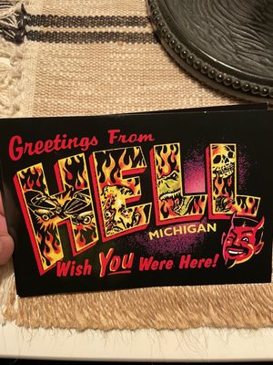 Photo of Screams Ice Cream - Hell, MI, US. They'll singe the back of your postcards with a lighter if you want