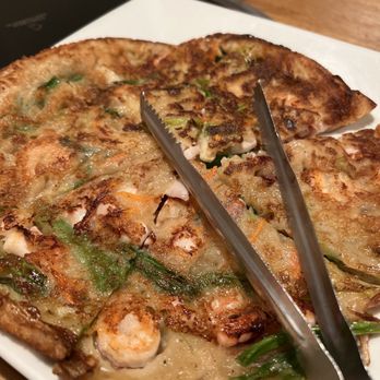 Tasty Ko - Seafood pancake - no longer served on a hot clay plate ($14, January 2024) - Korean Near Me - Katy, Texas