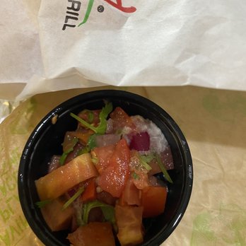 Baja Fresh - Just picked up 2 burritos they gave me only 3 tiny cups of salsa and 1 of them has mold - Mexican Near Me - San Jose, California