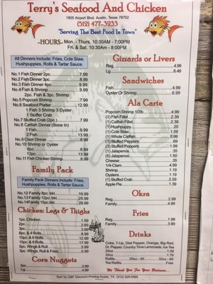 Menu photo 7 Terry's Seafood and Chicken Austin, TX Menu photo 7 Terry's Seafood and Chicken Austin, TX