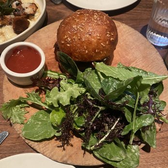 Little Star Diner - organic double cheeseburger with a side of greens - Diners Near Me - Bozeman, Montana