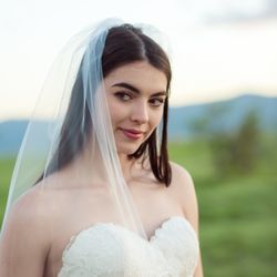 Hope Couture Bridal - Demure Blusher wedding veil with clean cut edge, denver wedding veil, denver wedding accessories, bridal veil denver
