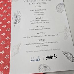 Menu for the night