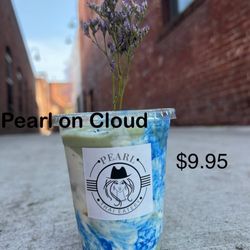 Pearl on cloud The creamy coconut , pineapple, banana,avocado and blue spirulina. Must try!!!!
