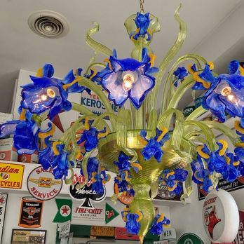 Pump House Coffee & Deli - a blue glass flower chandelier - Cafes Near Me - Deadwood, South Dakota Pump House Coffee & Deli - a blue glass flower chandelier - Cafes Near Me - Deadwood, South Dakota