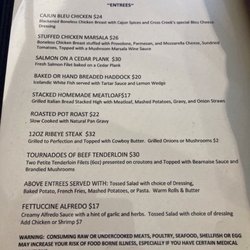 Cross Creek Resort - Menu as of 9/25/26