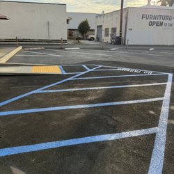 GV Concrete - Front concrete walk way pour , new stripping , seal+ ada parking