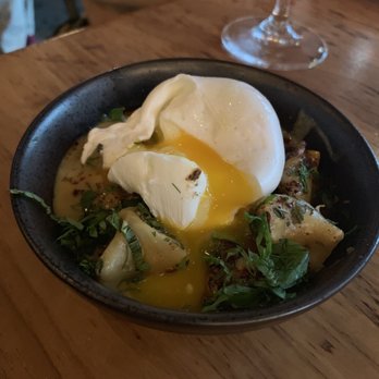 Sarma - Mushroom Manti (Porcini Mushroom Broth, Poached Egg, Maitake, Peas) - Middle Eastern Near Me - Somerville, Massachusetts