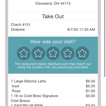 Edda Coffee Roasters - Receipt - Coffee & Tea Near Me - Cleveland, Ohio