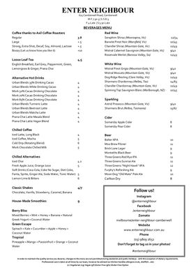 Menu photo 2 Enter Neighbour Camberwell, VIC