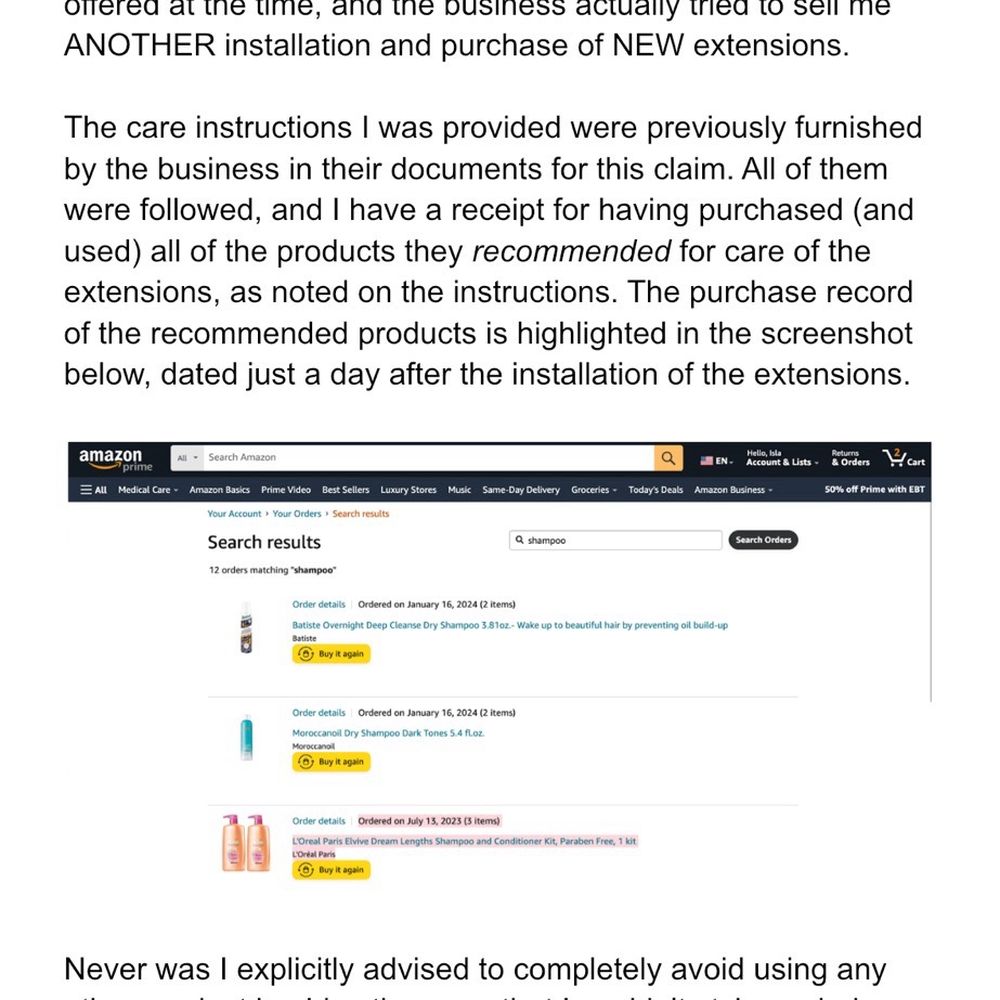 Luxe Aura Hair - Part of my nearly 40 page dispute with the business providing evidence against their claims that this was somehow my fault. - Hair Extensions Near Me - New York, New York Luxe Aura Hair - Part of my nearly 40 page dispute with the business providing evidence against their claims that this was somehow my fault. - Hair Extensions Near Me - New York, New York