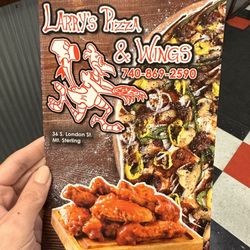 Larry's Pizza and Wings - Front of menu
