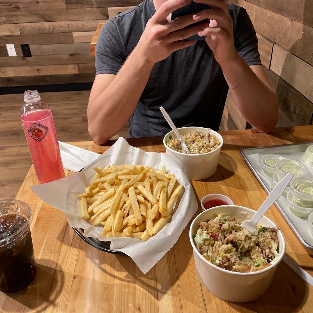 Red Fuego - Fried rice chicken bowl with fries - Peruvian Near Me - Lehi, Utah Red Fuego - Fried rice chicken bowl with fries - Peruvian Near Me - Lehi, Utah