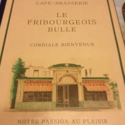 Restaurant Le Fribourgeois - Le menu la carte