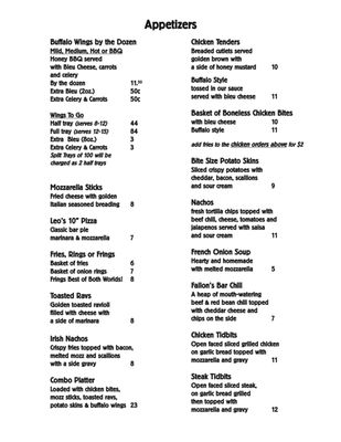 Menu photo 5 J Fallon's Tap Room Floral Park, NY Menu photo 5 J Fallon's Tap Room Floral Park, NY