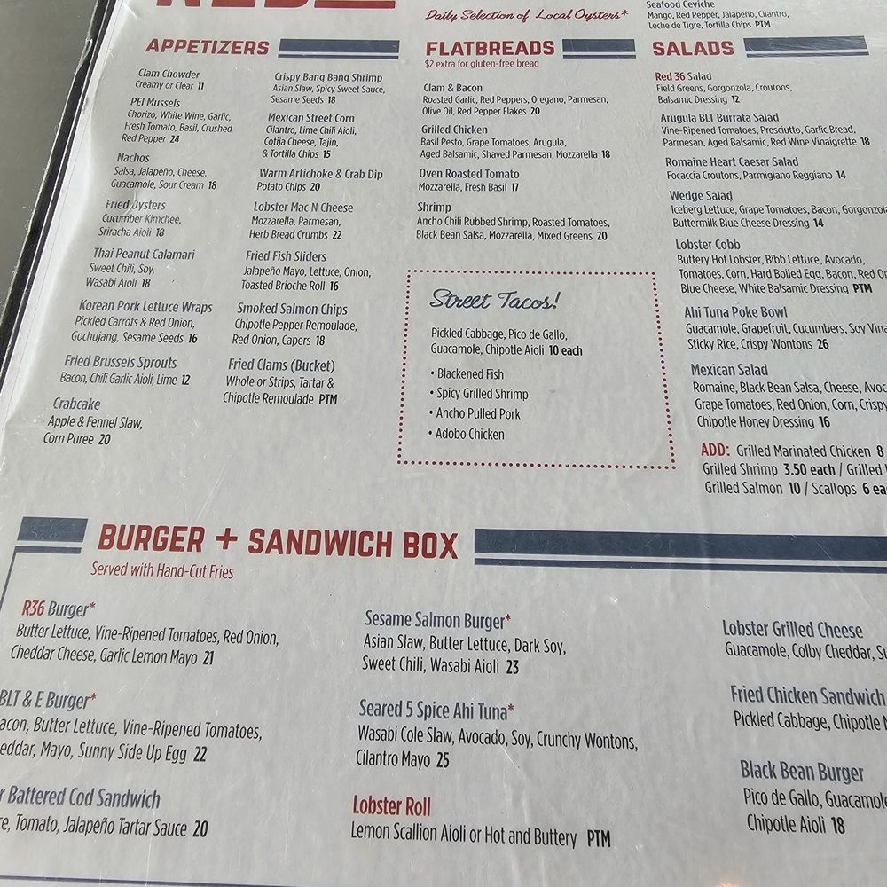 Red 36 - Menu - Seafood Near Me - Mystic, Connecticut Red 36 - Menu - Seafood Near Me - Mystic, Connecticut