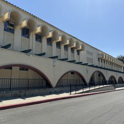 The front of the building which has tons of parking! They are located on the second floor. You can take an elevator or the stairs.