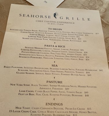 Menu photo 1 Seahorse Grille Ponte Vedra Beach, FL Menu photo 1 Seahorse Grille Ponte Vedra Beach, FL