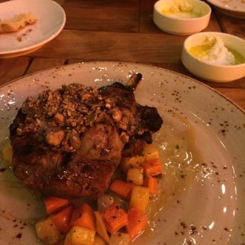 The Table - Pork chop with roasted root veggies. Absolutely delicious! - New American Near Me - San Jose, California