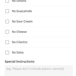 Box that shows where you can list special instructions for the specific item you're ordering. Box that shows where you can list special instructions for the specific item you're ordering.