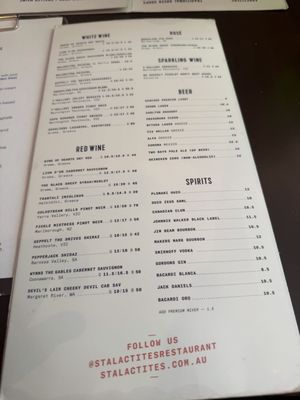 Menu photo 3 Stalactites Restaurant Melbourne, VIC