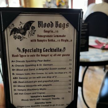 Vampire Cafe - Choose a drink by your blood type - Cafes Near Me - New Orleans, Louisiana