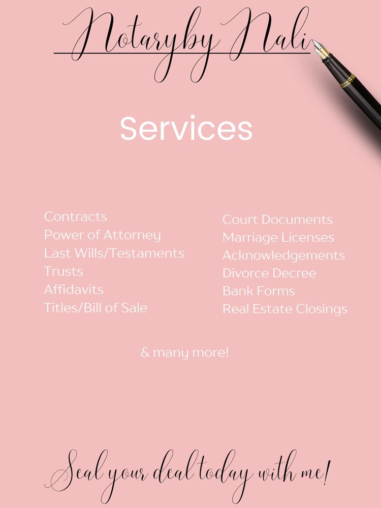 NOTARY BY NALI Request a Quote North Lauderdale, Florida Notaries